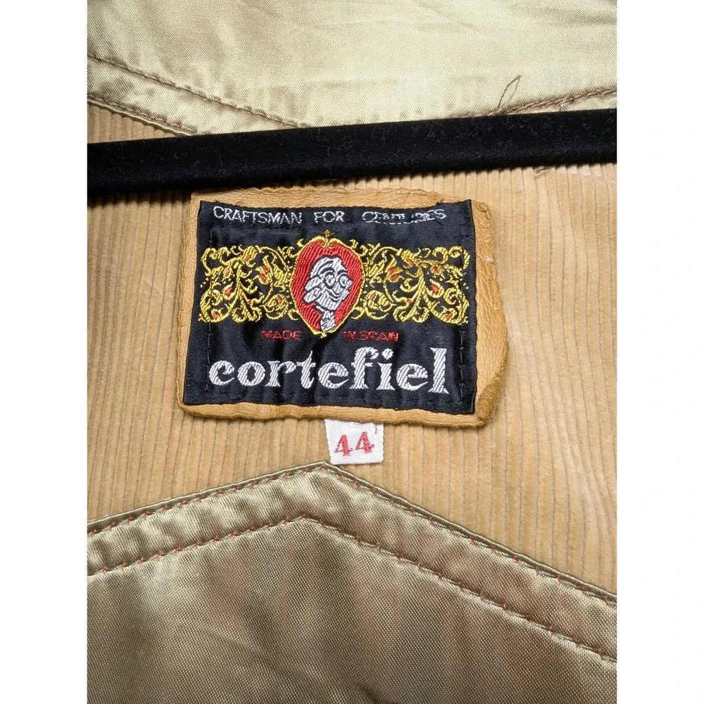 Vintage Cortefiel Mens Tan Corduroy Car Coat Jacket 70s Western Spain Size 44